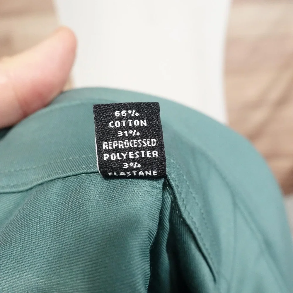 Van Heusen Wrinkle Free Dress Shirt Mens 16.5 34/35 L Regular Fit Green Stretch
